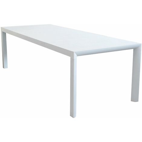 Tavolo estensibile 160/240 cm da giardino con struttura in alluminio e piano con doghe orizzontali Abraham -  White