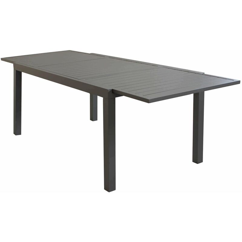 Gardeness - Tavolo estensibile 160/240 cm da esterno giardino con struttura in alluminio e piano in doghe Dallas - Grey