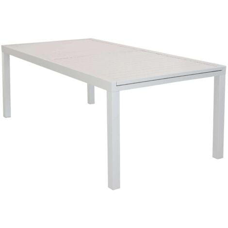 Tavolo estensibile 200/300 cm da giardino con struttura in alluminio e piano effetto doghe orizzontali Frisco -  Tan