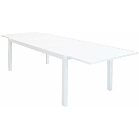 Tavolo estensibile 200/300 cm da giardino con struttura in alluminio e piano effetto doghe orizzontali Frisco -  White