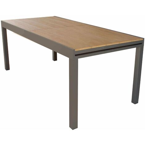 Tavolo estensibile da esterno 160/240 cm con struttura in alluminio e piano in polywood effetto legno Antares -  DarkGrey