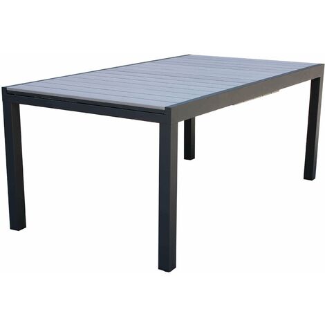 Tavolo estensibile da esterno 180/240 cm con struttura in alluminio e piano in polywood effetto legno in doghe -  Black