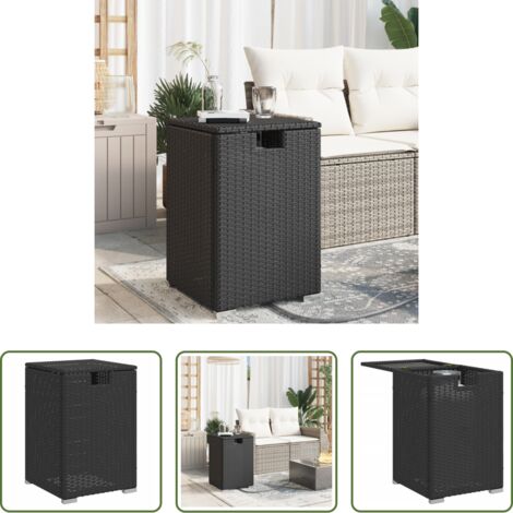 Tavolo esterno -  Tavolo Copri Serbatoio Propano Nero 40x40x60 cm in Polyrattan