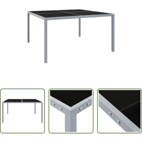 Tavolo esterno -  Tavolo da Giardino 130x130x72 cm Grigio in Acciaio e Vetro
