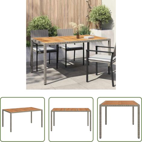 Tavolo esterno -  Tavolo da Giardino Grigio 150 x 90 x 75 cm polyrattan
