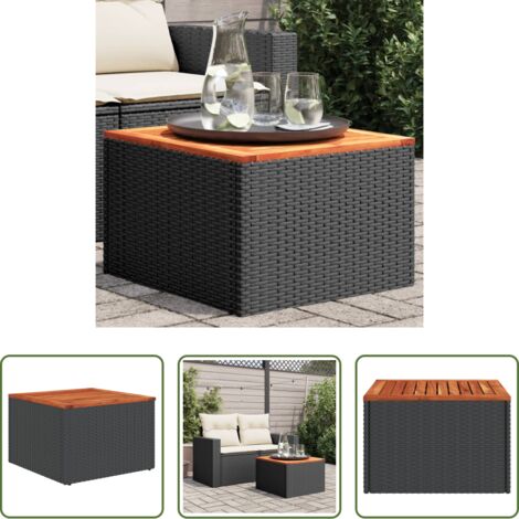 Tavolo esterno -  Tavolo da giardino nero 55x55x37 cm in polyrattan e legno di acacia