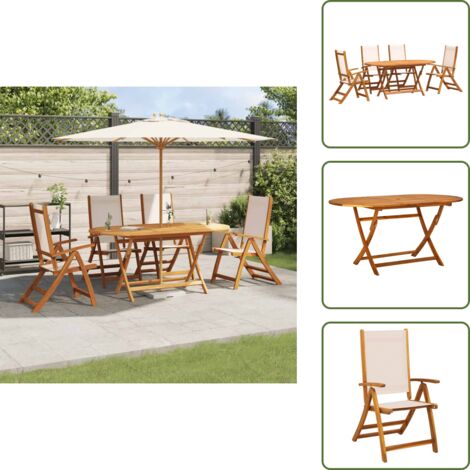 Tavolo esterno - vidaXL Set Pranzo da Giardino 5pz Legno Massello di Acacia e Textilene - Sedie da esterno