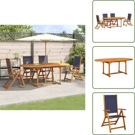 Tavolo esterno - vidaXL Set Pranzo da Giardino 5pz Legno Massello di Acacia e Textilene - Sedie da esterno