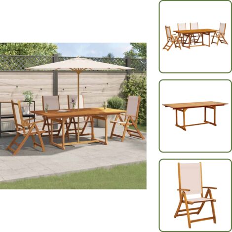 Tavolo esterno - vidaXL Set Pranzo da Giardino 5pz Legno Massello di Acacia e Textilene - Sedie esterne