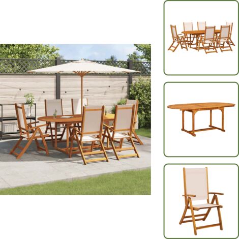 Tavolo esterno - vidaXL Set Pranzo da Giardino 7pz Legno Massello di Acacia e Textilene - Sedie da esterno