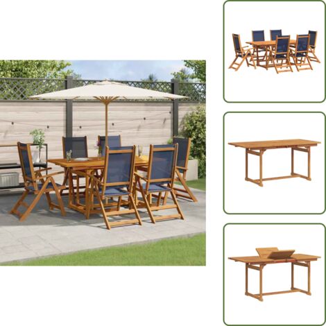 Tavolo esterno - vidaXL Set Pranzo da Giardino 7pz Legno Massello di Acacia e Textilene - Sedie esterne