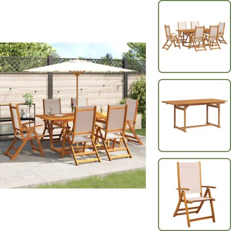 Tavolo esterno - vidaXL Set Pranzo da Giardino 7pz Legno Massello di Acacia e Textilene - Sedie esterne