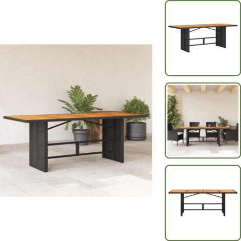 Tavolo esterno - vidaXL Tavolo Giardino Piano Legno Acacia Nero 190x80x75 cm Polyrattan - Tavolo da patio