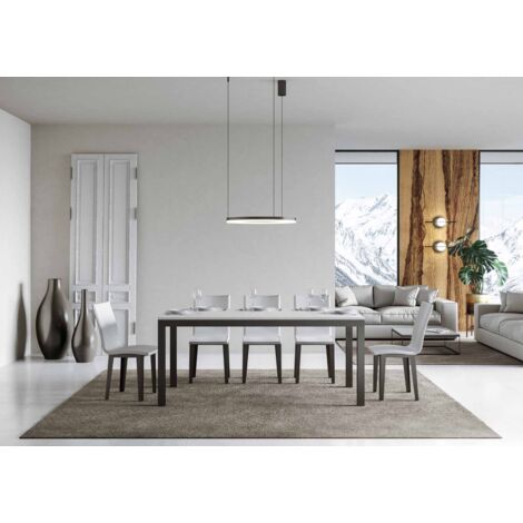 Tavolo everyday Evolution piano Bianco Frassino 90x180Allungato 284 telaio Antracite