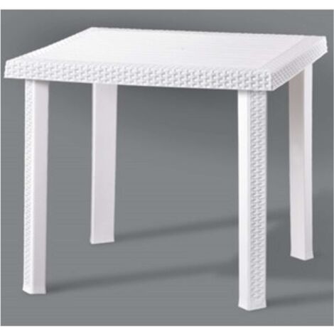 TAVOLO FIGARO RATTAN 80X80XH72CM BIANCO