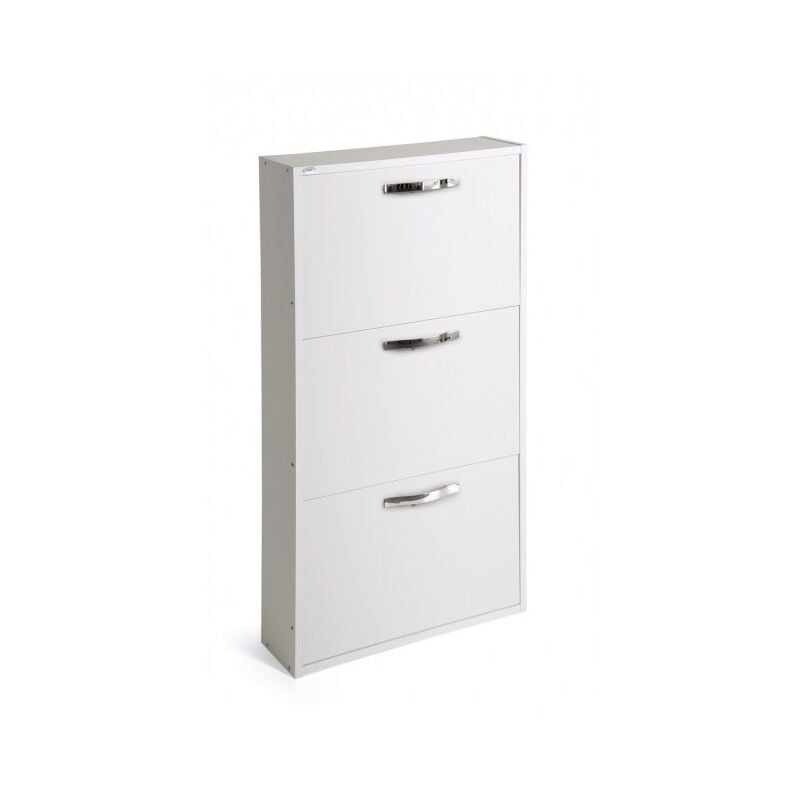 Meuble à chaussures 3 portes blanc frêne - Chicago