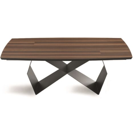 Tavolo fisso WALL 200 cm con base in metallo Nero e piano Eucalipto