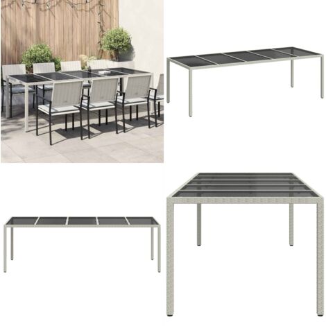 Tavolo Giardino Bianco 250x100x75 cm Polyrattan Vetro Temperato - Polyrattan - Vetro temperato