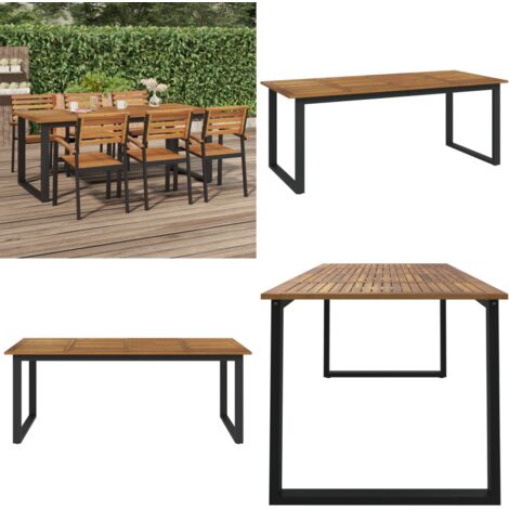 Tavolo Giardino con Gambe a U 200x90x75cm Legno Massello Acacia - Tavolo da esterno - Tavolo con gambe a U
