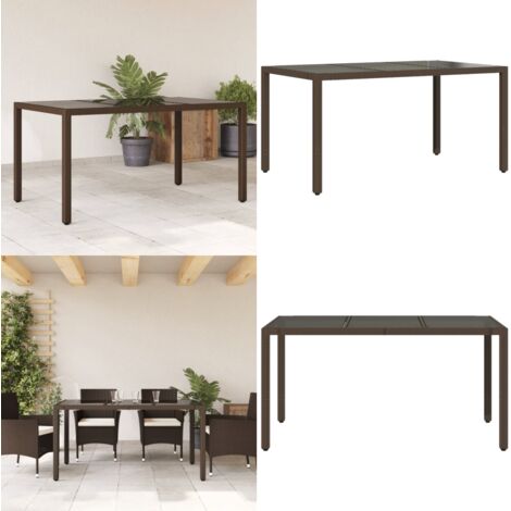 Tavolo Giardino Piano in Vetro Marrone 150x90x75 cm Polyrattan - Tavolo in vetro - Rattan PE