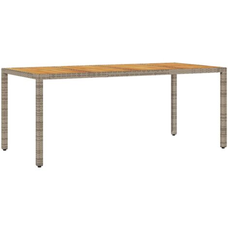 Tavolo Giardino Piano Legno Acacia Grigio 190x90x75 Polyrattan vidaXL