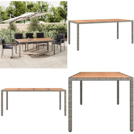 Tavolo Giardino Piano Legno Grigio Polyrattan e Massello Acacia - Tavolo in legno - Tavolo da esterno