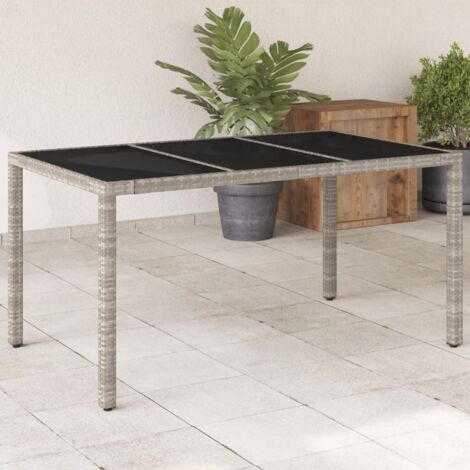 Tavolo Giardino Piano Vetro Grigio Chiaro 150x90x75 Polyrattan vidaXL