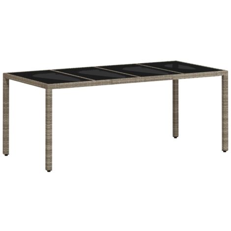 Tavolo Giardino Piano Vetro Grigio Chiaro 190x90x75 Polyrattan vidaXL