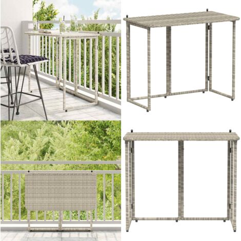 Tavolo Giardino Pieghevole Grigio Chiaro 90x51x75 cm Polyrattan - Tavolo da esterno - Rattan PE