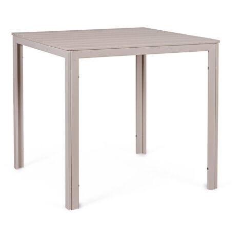 Tavolo in Acciaio con piano in Hdpe con effetto legno 78X78 Antracite