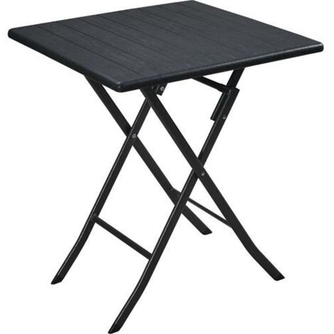 TAVOLO IN ACCIAIO E PVC EFFETTO LEGNO CIRELLA PAPILLON CM. 62x62x73
