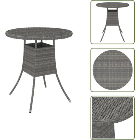 Tavolo in acciaio - vidaXL Tavolo da Giardino Grigio 70x70x73 cm in Polyrattan - Tavolo moderno
