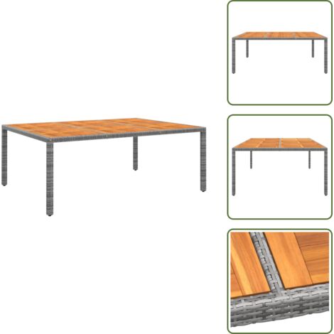Tavolo in acciaio - vidaXL Tavolo Giardino 200x150x75 cm Massello Acacia Polyrattan Grigio - Tavolo in legno acacia