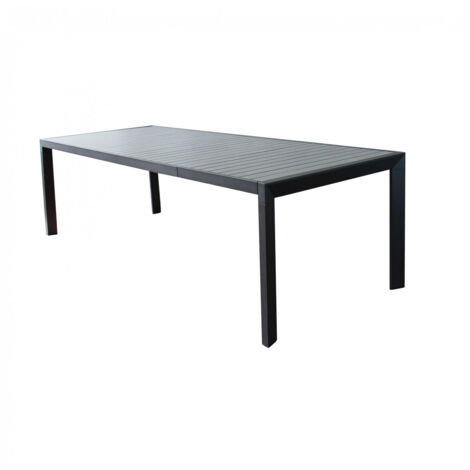 Tavolo in alluminio piano effetto legno "Bahia" allungabile per esterno e giardino 190/250 cm -Antracite