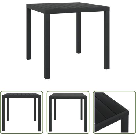 Tavolo in alluminio -  Tavolo da Giardino Nero 80x80x74 cm in Alluminio e WPC