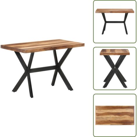 Tavolo in gomma - vidaXL Tavolo da Pranzo 120x60x75 cm Legno Massello con Finitura Ambra - Tavolo in legno massello