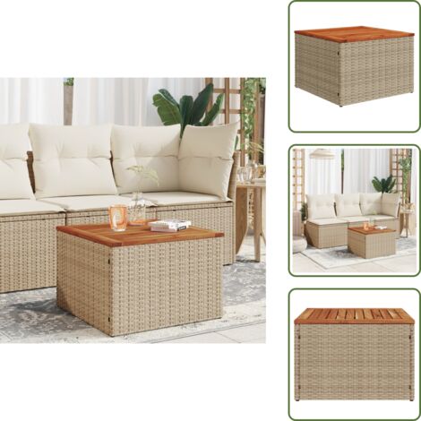 Tavolo in legno acacia - vidaXL Tavolo da Giardino Beige 55x55x37 cm Polyrattan e Legno Acacia - Tavolo in acciaio