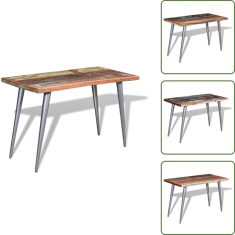 Tavolo in legno antico - vidaXL Tavolo da Pranzo in Legno Massello Anticato 120x60x76 cm - Tavolo in legno artigianale