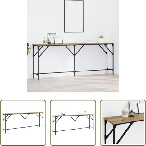 Tavolo in legno artigianale -  Tavolo consolle rovere artigianale 200 x 29 x 75 cm