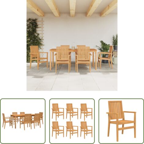 Tavolo in legno di teak -  Set da Pranzo da Giardino 7 pz in Legno Massello di Teak