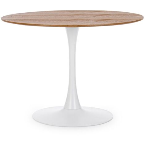 Tavolo in legno e alluminio stile naturale Ø100a - 75h