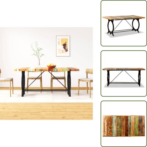 Tavolo in legno industriale - vidaXL Tavolo da Pranzo in Legno Massello di Recupero 180 cm - Tavolo da pranzo in legno