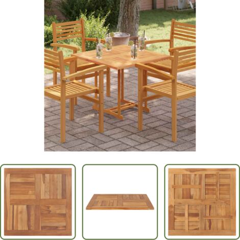 Tavolo in legno massello -  Piano del Tavolo Legno Massello di Teak Quadrato 80x80x2,5 cm