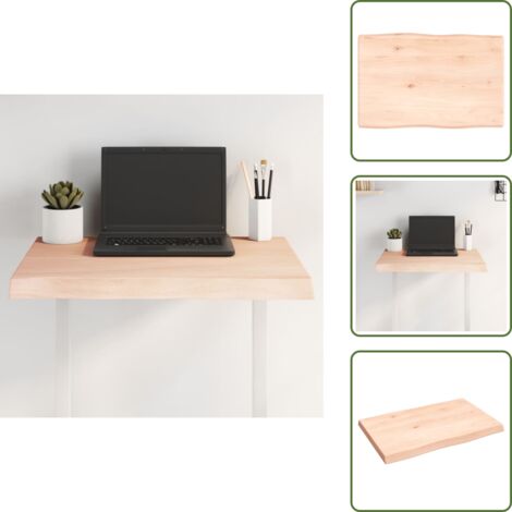 Tavolo in legno massello - vidaXL Piano per Tavolo 60x40x(2-4) cm Rovere Non Trattato Bordi Vivi - Rovere non trattato