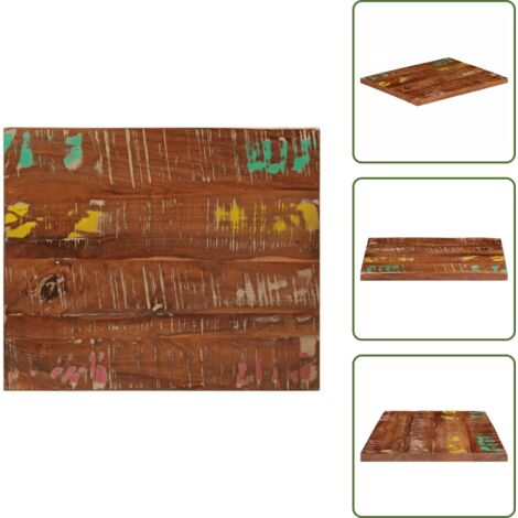 Tavolo in legno massello - vidaXL Piano Tavolo 60x50x3,8 cm Rettangolare in Massello di Recupero - Tavolo in legno di recupero