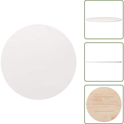 Tavolo in legno massello - vidaXL Piano Tavolo Bianco Ø90x2,5 cm in Legno Massello di Pino - Tavolo in pino