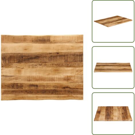 Tavolo in legno massello - vidaXL Piano Tavolo Bordi Vivi 100x80x2,5 cm Legno di Mango Grezzo -