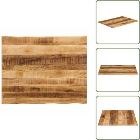 Tavolo in legno massello - vidaXL Piano Tavolo Bordi Vivi 110x80x2,5 cm Legno di Mango Grezzo -