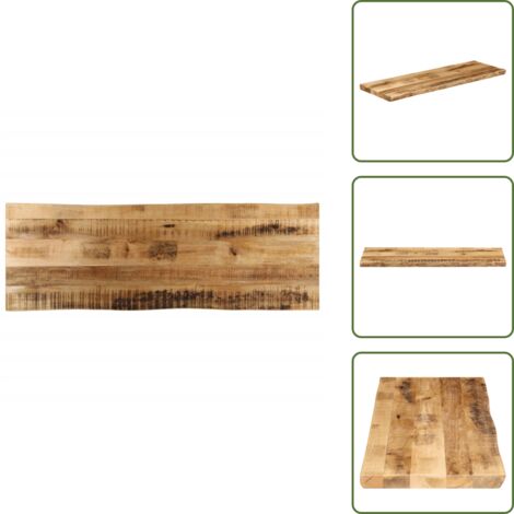 Tavolo in legno massello - vidaXL Piano Tavolo Bordi Vivi 140x40x2,5 cm Legno di Mango Grezzo -