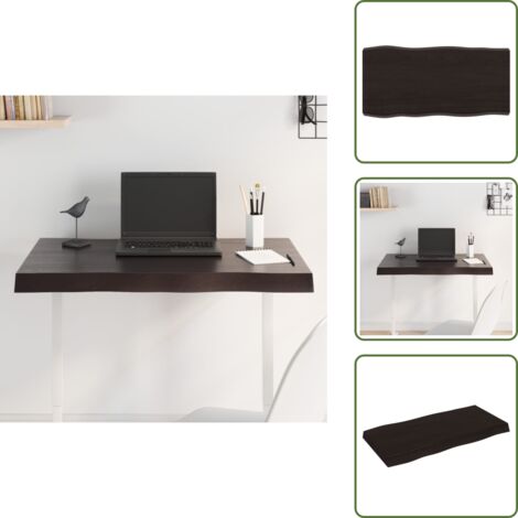 Tavolo in legno massello - vidaXL Piano Tavolo Marrone Scuro 80x40x(2-6)cm in Rovere Non Trattato -